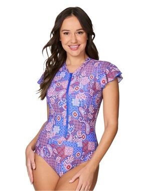 Nip Tuck Paisley Bandana One Pc Swimsuit Sz 10